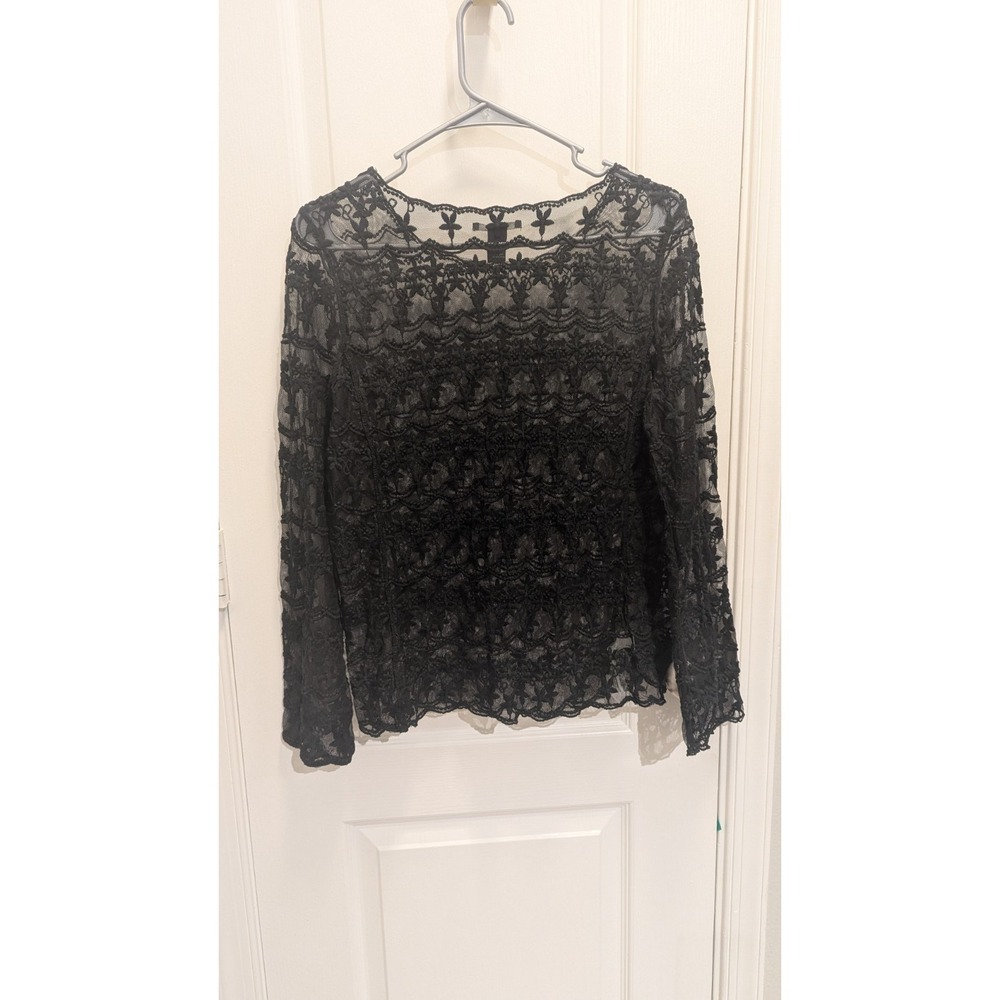 Women's Forever 21 Lace Long Sleeve Black Large - Picture 4 of 5
